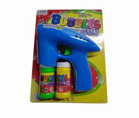 BUBBLE GUN W/ 2 BOTTLE WATER,