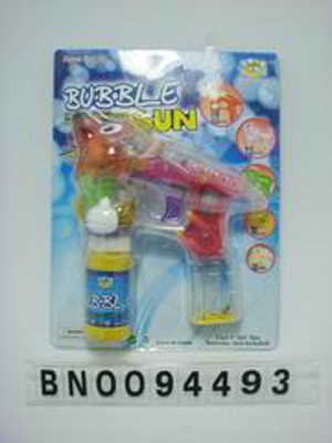 BUBBLE GUN W/FLASHING  1 BOTTLE WATER,