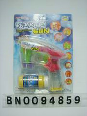 BUBBLE GUN W/FLASHING  1 BOTTLE WATER,
