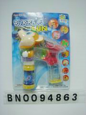 BUBBLE GUN W/FLASHING MUSIC 1 BOTTLE WATER,