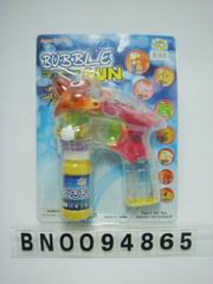 BUBBLE GUN W/FLASHING 1 BOTTLE WATER,