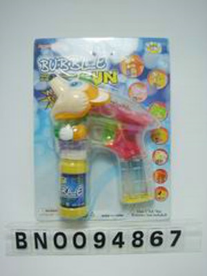 BUBBLE GUN W/FLASHING 1 BOTTLE WATER,