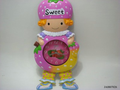 STRAWBERRY GIRL SWINGING WALL CLOCK,