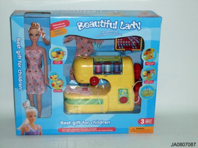 SEWING MACHINE W/DOLL,LIGHT,