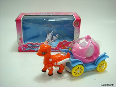 B/O DEER PULL CAR W/7 COLOUR LIGHT,