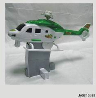WIND UP HELICOPTER W/LIGHT AND SHELF,