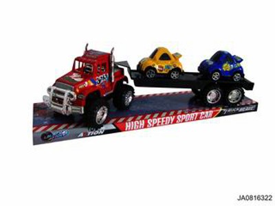 FRICTION TRUCK W/TWO PULL BACK CARS,