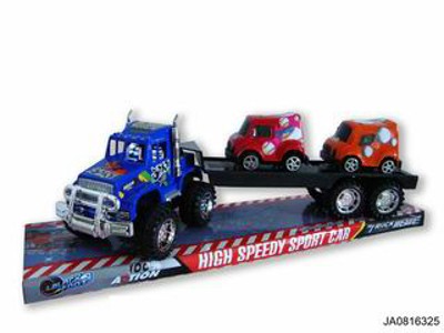 FRICTION TRUCK W/TWO PULL BACK CARS,