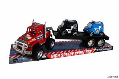 FRICTION TRUCK W/TWO PULL BACK POLICE CARS,