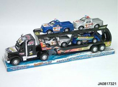 FRICTION TRUCK W/FOUR SLIDE POLICE CARS,
