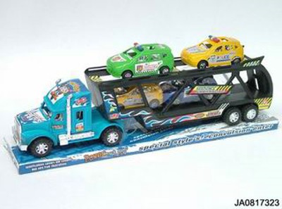 FRICTION TRUCK W/FOUR SLIDE POLICE CARS,