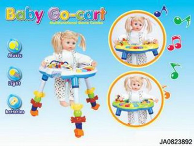 BABY CAR W/DOLL,MUSIC AND LIGHT,