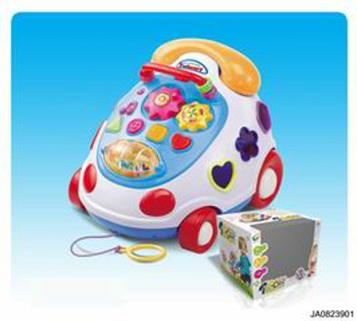 PULLING PHONE CAR W/MUSIC AND BUILDING BLOCK,