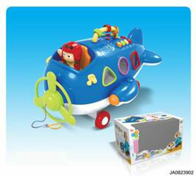 PULLING PLANE W/MUSIC AND BUILDING BLOCK,