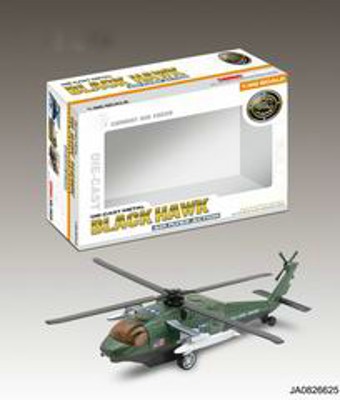 1:96 METAL PULL BACK BLACK HAWK HELICOPTER W/SOUND AND LIGHT,