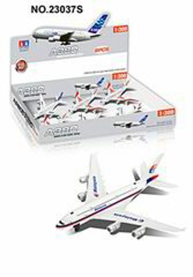 1:300 METAL PULL BACK A380 PLANE W/SOUND AND LIGHT 6PCS,