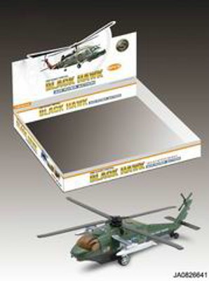 1:96 METAL PULL BACK BLACK HAWK HELICOPTER W/SOUND AND LIGHT 6PCS,
