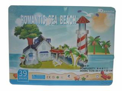 BIG 4 SLICE 3D PUZZLE ROMANTIC SEA BEACH,