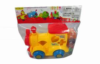 PULLING BUILDING BLOCK TRAIN,