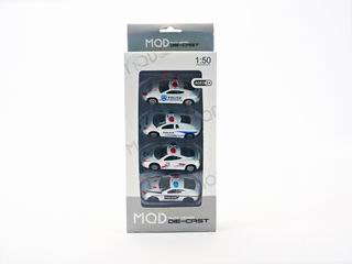SLIDE DIE CAST POLICE CAR 4PCS,
