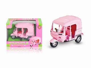 ALLOY PULL BACK MOTOR TRICYCLE W/LIGHT & MUSIC,