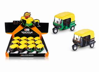 ALLOY PULL BACK MOTOR TRICYCLE W/LIGHT & MUSIC 12PCS,
