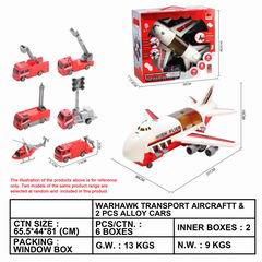 TRANSPORT AIRCRAFTT & 2PCS ALLOY CAR W/LIGHT & MUSIC,