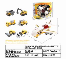 TRANSPORT AIRCRAFTT & 2PCS ALLOY CAR W/LIGHT & MUSIC,