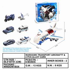 TRANSPORT AIRCRAFTT & 2PCS ALLOY CAR W/LIGHT & MUSIC,