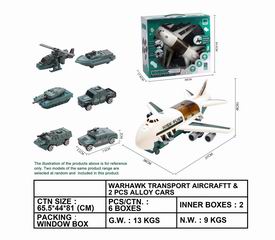 TRANSPORT AIRCRAFTT & 2PCS ALLOY CAR W/LIGHT & MUSIC,