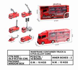 CONTAINER TRUCK & 6PCS ALLOY CAR W/MUSIC & LIGHT,