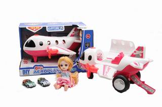 DIY BIG AEROPLANE W/DIE-CAST CAR & DOLL & IC,