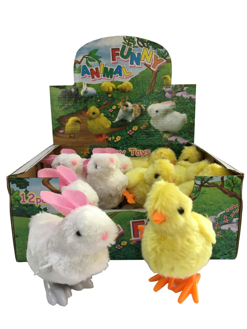 WAND UP CHICKEN AND RABBIT 12PCS,