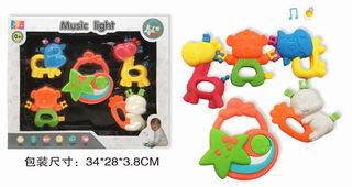 BABY RATTLE W/LIGHT & MUSIC 5PCS,