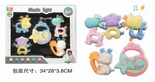 BABY RATTLE W/LIGHT & MUSIC 5PCS,