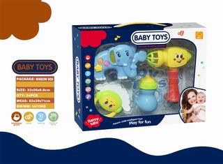 BABY RATTLE W/LIGHT & SOUND 4PCS,
