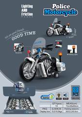 FRICTION POLICE MOTORCYCLE W/LIGHT & SOUND 8PCS,