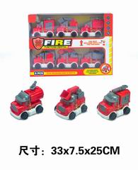 FRICTION FIRE TRUCK 6PCS,