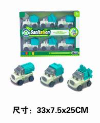 FRICTION SANITATION TRUCK 6PCS,