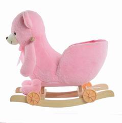 B/O WOODEN ROCKING BEAR W/MUSIC,