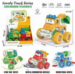 FRICTION GERA TRUCK W/LIGHT 4PCS,
