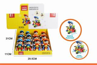 CARTOON FRICTION TRICYCLE 12PCS,