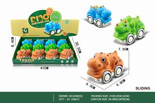 SLIDE DINOSAUR CAR 12PCS,