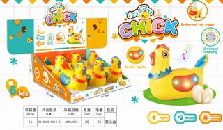 LAY EGGS CHICK W/LIGHT & MUSIC 6PCS,