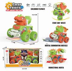 FRICTION GEAR DINOSAUR STUNT CAR W/LIGHT,