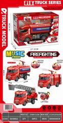 FRICTION FIRE TRUCK SET W/LIGHT & MUSIC,