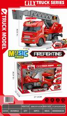 FRICTION FIRE TRUCK SET W/LIGHT & MUSIC,