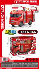 FRICTION FIRE TRUCK SET W/LIGHT & MUSIC,