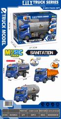 FRICTION SANITATION TRUCK SET W/LIGHT & MUSIC,