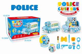 POLICE CUTE BUS W/LIGHT & MUSIC 9PCS,